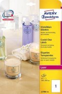 Etykiety Crystal Clear L7784-25 210 x 297 25ark przezroczyste, Avery Zweckform Avery Zweckform