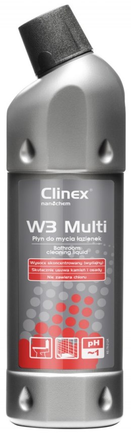 CLINEX Koncentrat do mycia sanitariatów i łazienek W3 MULTI, 1L CL77076 Apli