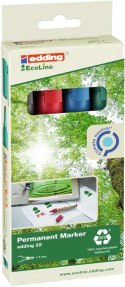 Markery EDDING permanentne ekologiczne 4 kol. etui ścięta końcówka 22/4s ed Edding