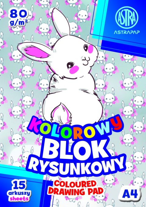 Blok kolorowy barwiony w masie ASTRAPAP A4 80g 15 ark BS&Rabbit, 106021003 Astra Blok kolorowy barwiony w masie ASTRAPAP A4 80g 15 ark BS&Rabbit, 106021003 Astra