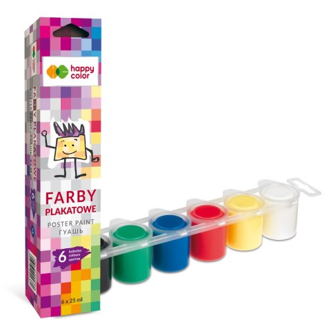 Farba plakatowa tempera, 6 kol x 25ml, Happy color HA 3310 0025-K6 Happy Color Farba plakatowa tempera, 6 kol x 25ml, Happy color HA 3310 0025-K6 Happy Color