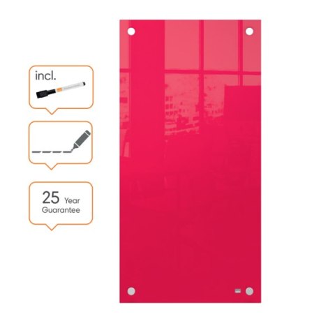 Mała podłużna szklana tablica suchościeralna Nobo Home 300x600mm, czerwona 1915605 Nobo Mała podłużna szklana tablica suchościeralna Nobo Home 300x600mm, czerwona 1915605 Nobo