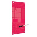 Mała podłużna szklana tablica suchościeralna Nobo Home 300x600mm, czerwona 1915605 Nobo
