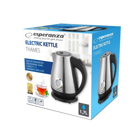 Czajnik elektryczny z termometrem THAMES 1.7L srebrny EKK029 ESPERANZA Esperanza Czajnik elektryczny z termometrem THAMES 1.7L srebrny EKK029 ESPERANZA Esperanza