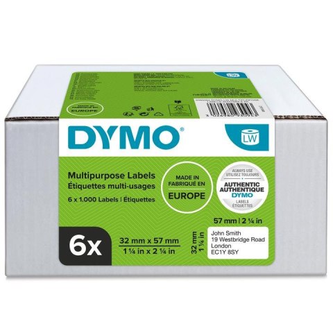 Etykiety DYMO różnego przeznaczenia - 57 x 32 mm, biały - VALUE PACK 6 szt. 2093094 Dymo