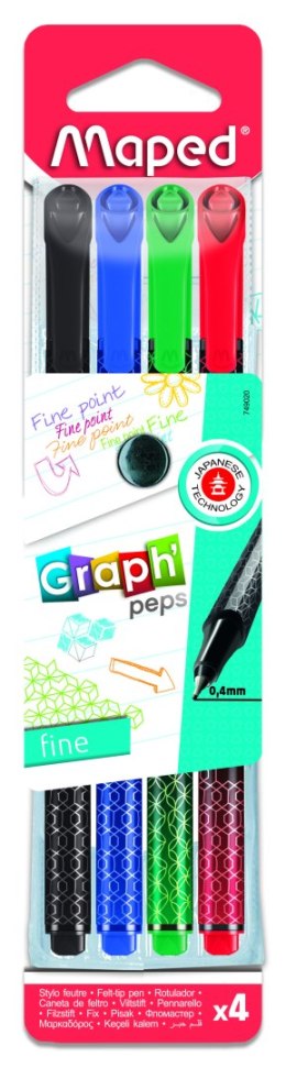 Cienkopis GRAPH PEPS DECO kolory basic 4 szt etui Maped 749020 (X) Maped