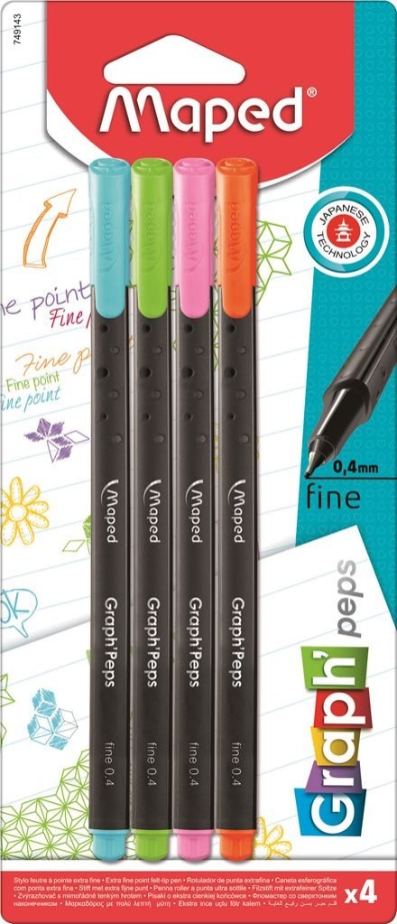 Cienkopis GRAPH PEPS kolory fancy 4 szt Maped 749143 Maped Cienkopis GRAPH PEPS kolory fancy 4 szt Maped 749143 Maped