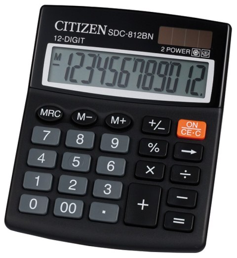 Kalkulator biurowy CITIZEN SDC-812NR, 12-cyfrowy, 127x105mm, czarny CITIZEN Kalkulator biurowy CITIZEN SDC-812NR, 12-cyfrowy, 127x105mm, czarny CITIZEN