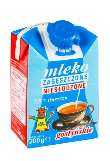 Mleko GOSTYŃ 7,5% zagęszczone niesłodzone 200g GOSTYŃ Mleko GOSTYŃ 7,5% zagęszczone niesłodzone 200g GOSTYŃ