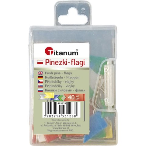 Pinezki Titanum plastikowe flagi kolor: mix 40 sztuk 485935 Titanum Pinezki Titanum plastikowe flagi kolor: mix 40 sztuk 485935 Titanum