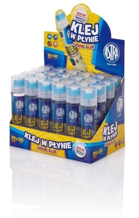 Klej w płynie transparentny 50 ml - display 24 sztuki ASTRA, 401117001 Astra Klej w płynie transparentny 50 ml - display 24 sztuki ASTRA, 401117001 Astra