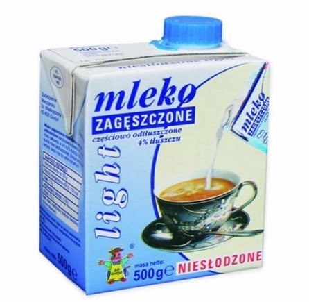 Mleko GOSTYŃ 4% zagęszczone niesłodzone LIGHT 500g Gostyń Mleko GOSTYŃ 4% zagęszczone niesłodzone LIGHT 500g Gostyń