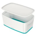 Pojemnik_ MyBox mały z pokrywką, biało-turkusowy 52291051 Leitz