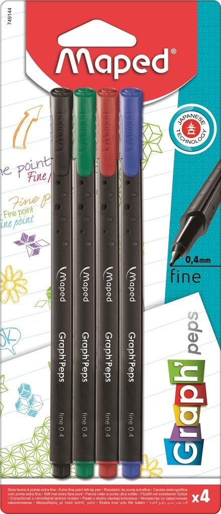 Cienkopis GRAPH PEPS kolory basic 4 szt Maped 749144 Maped Cienkopis GRAPH PEPS kolory basic 4 szt Maped 749144 Maped