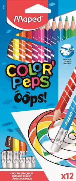 Kredki trójkątne ścieralne z gumką COLORPAPS OOPS 12 szt. 832812 MAPED Maped