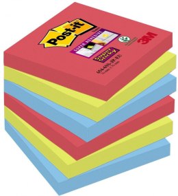 Bloczek samoprzylepny POST-IT_ Super Sticky (654-6SS-JP), 76x76mm, 6x90 kart., paleta Bora Bora Post-It 3M