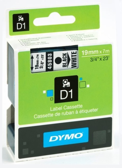 Taśma DYMO D1 - 19 mm x 7 m, czarny / biały S0720830 do drukarek etykiet Dymo Taśma DYMO D1 - 19 mm x 7 m, czarny / biały S0720830 do drukarek etykiet Dymo