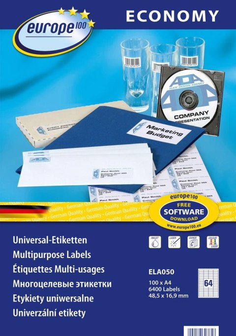 Etykiety uniwersalne ELA050 48,5 x 16,9 100 ark. Economy Europe100 by Avery Zweckform Avery Zweckform