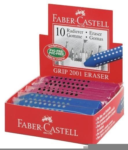 Gumka trójkatna czerwono-niebieska GRIP 2001 (10 szt.) FABER CASTELL 187101 Faber-Castell