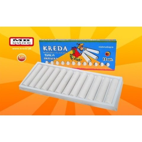 Kreda okrągła biała 12szt M1 MAR BOR Mar Bor Kreda okrągła biała 12szt M1 MAR BOR Mar Bor
