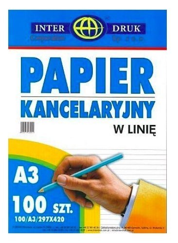 Papier kancelaryjny A3 linia (100) INTERDRUK Interdruk Papier kancelaryjny A3 linia (100) INTERDRUK Interdruk