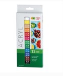 Farba akrylowa zestaw 12 kolorów x 12 ml, Happy Color HA 7370 0012-K12 Happy Color