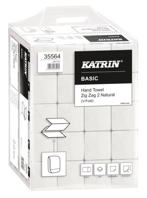 Ręczniki składane KATRIN BASIC Zig Zag 2 Natural, ZZ, 20 x 200, Handy Pack, 35564, opakowanie: 20 owijek Katrin Ręczniki składane KATRIN BASIC Zig Zag 2 Natural, ZZ, 20 x 200, Handy Pack, 35564, opakowanie: 20 owijek Katrin