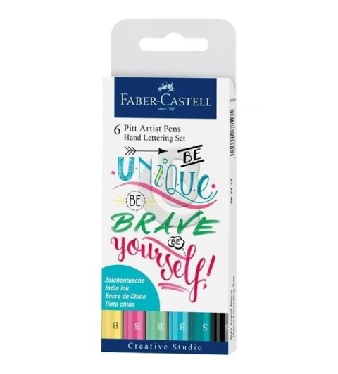 ZESTAW PITT ARTIST PEN HANDLETTERING 6 SZT. W ETUI, ODCIENIE PASTELOWE FABER-CASTELL 267116 FC Faber-Castell ZESTAW PITT ARTIST PEN HANDLETTERING 6 SZT. W ETUI, ODCIENIE PASTELOWE FABER-CASTELL 267116 FC Faber-Castell