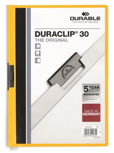 Skoroszyt DURABLE DURACLIP Original 30 żółty 2200-04 Durable Skoroszyt DURABLE DURACLIP Original 30 żółty 2200-04 Durable