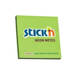 Bloczek STICKN 76x76mm zielony neonowy 100k 21167 STICKN StickN