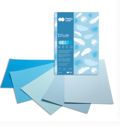 Blok Deco Blue A4, 170g, 20 ark, 5 kol. tonacja niebieska, Happy Color HA 3717 2030-032 Happy Color Blok Deco Blue A4, 170g, 20 ark, 5 kol. tonacja niebieska, Happy Color HA 3717 2030-032 Happy Color