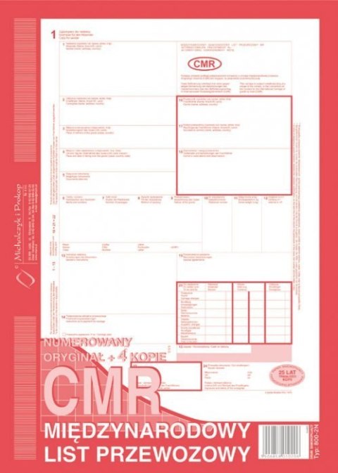 Numerowany międzynarodowy list przewozowy CMR, (1+4) A4 80 kartek, 10-800-2N DOTTS Dotts Numerowany międzynarodowy list przewozowy CMR, (1+4) A4 80 kartek, 10-800-2N DOTTS Dotts