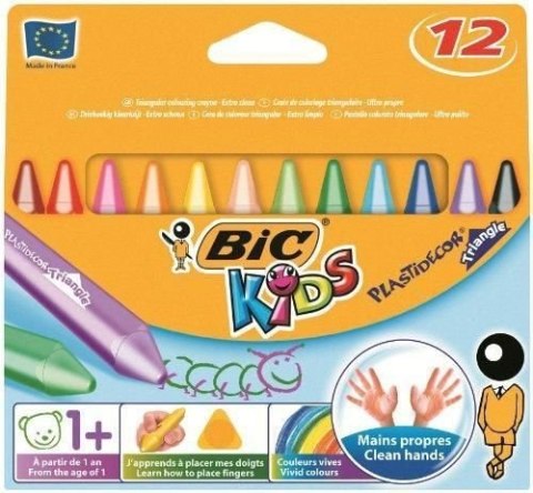Kredki świecowe BIC Kids Plastidecor Triangle 12 kolorów, 8297733 Bic Kredki świecowe BIC Kids Plastidecor Triangle 12 kolorów, 8297733 Bic