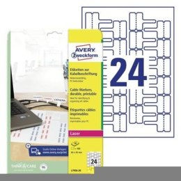Etykiety do oznaczania kabli, A4, 20 ark/op., 60 x 40 mm, białe, AVERY ZWECKFORM, L7950-20 Avery Zweckform