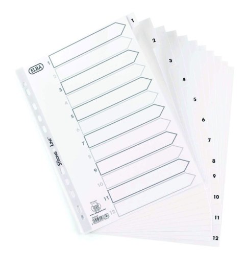 Przekładki numeryczne A4 MAXI 1-12, białe, polipropylenowe, OXFORD 100204771 Oxford Przekładki numeryczne A4 MAXI 1-12, białe, polipropylenowe, OXFORD 100204771 Oxford
