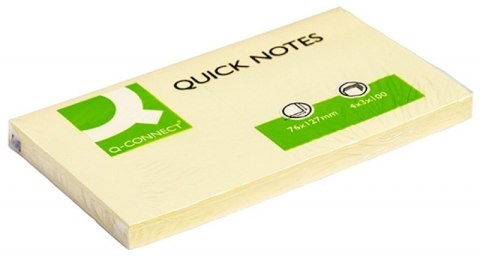 Bloczek samoprzylepny Q-CONNECT, 127x76mm, 1x100 kart., jasnożółty KF10503 Q-Connect