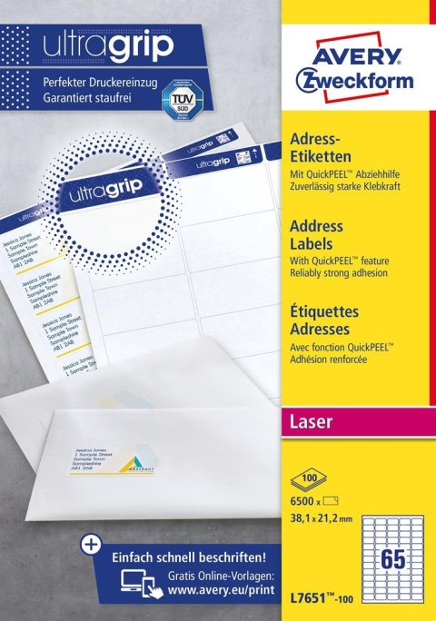 Etykiety adresowe L7651-100 38,1 x 21,2 100 ark. Avery Zweckform (X) Avery Zweckform