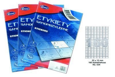 Etykiety samoprzylepne No. 034 22x12 mm GRAND 150-1061 (X) Grand Etykiety samoprzylepne No. 034 22x12 mm GRAND 150-1061 (X) Grand