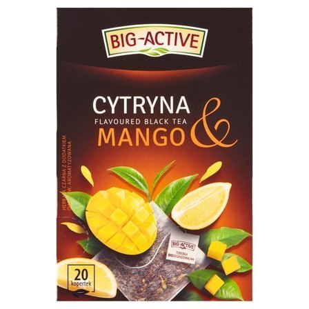 Herbata BIG-ACTIVE Cytryna & Mango 20 torebek/40g z kawałkami owoców czarna Big-Active Herbata BIG-ACTIVE Cytryna & Mango 20 torebek/40g z kawałkami owoców czarna Big-Active