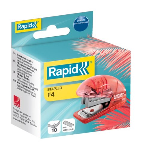 Zszywacz mini Rapid ColourBreeze F4, 10 kartek, 5 lat gwarancji, lawendowy 5001532 Rapid Zszywacz mini Rapid ColourBreeze F4, 10 kartek, 5 lat gwarancji, lawendowy 5001532 Rapid
