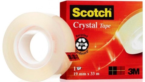 Taśma biurowa SCOTCH Crystal Clear (600), transparentna, 19mm, 33m, w pudełku Scotch 3M Taśma biurowa SCOTCH Crystal Clear (600), transparentna, 19mm, 33m, w pudełku Scotch 3M