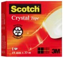 Taśma biurowa SCOTCH Crystal Clear (600), transparentna, 19mm, 33m, w pudełku Scotch 3M