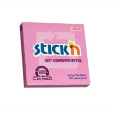 Bloczek STICKN 76x76mm 360stopni różowy 21554 StickN