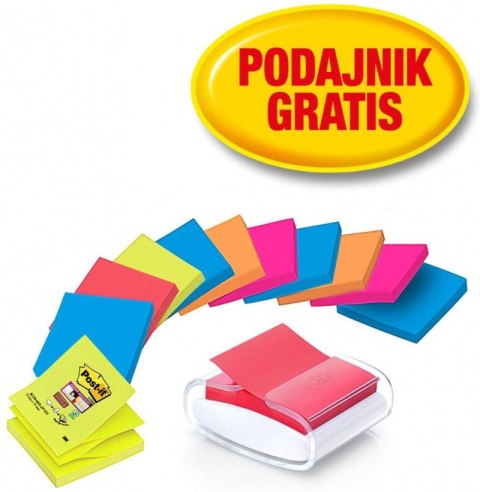 Podajnik do bloczków samoprzylepnych POST-IT_ Pro (PRO-W-12SSCOL-R330), biały, w zestawie 12 bloczków Super Sticky Z-Notes Post-It 3M