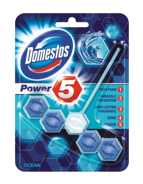 DOMESTOS Zawieszka do toalety KOSTKA POWER5 OCEAN 55g 05048 Domestos DOMESTOS Zawieszka do toalety KOSTKA POWER5 OCEAN 55g 05048 Domestos