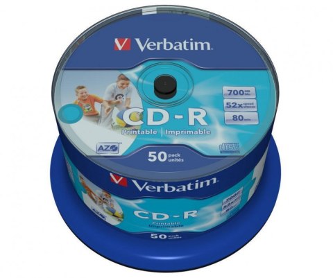 Płyta CD-R VERBATIM CAKE 52x (50) nadruk AZO Printable 700MB 43438 Verbatim Płyta CD-R VERBATIM CAKE 52x (50) nadruk AZO Printable 700MB 43438 Verbatim
